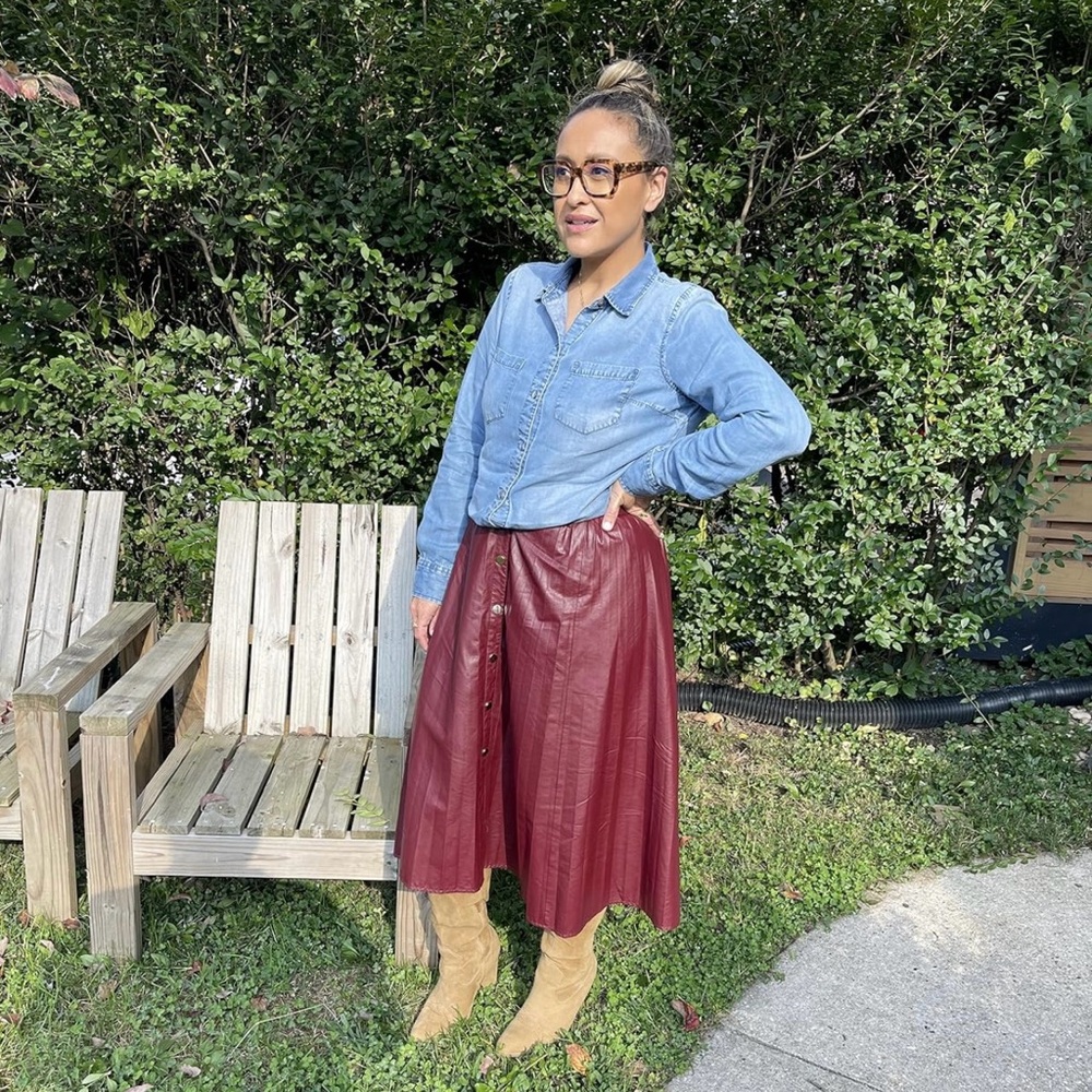 Zara Burgundy A-Line Skirt